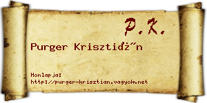 Purger Krisztián névjegykártya